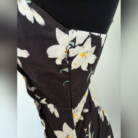 Floral Print Sundress Lillies Lily Flower Black Square Neck Y2K 90s Hippie Small - Picture 5 of 9